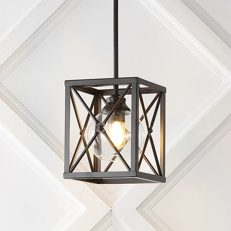 Jonathan Y Amara Industrial Farmhouse Iron/Glass Led Pendant