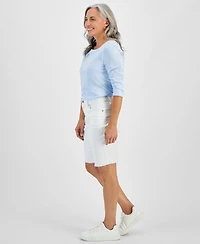 Style & Co Petite Raw-Edge Denim Bermuda Shorts, Created for Macy's