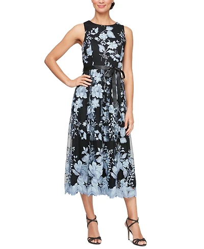 Alex Evenings Women's Floral-Embroidered Midi Dress