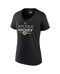 Women's Fanatics Black Boston Bruins Authentic Pro V-Neck T-shirt