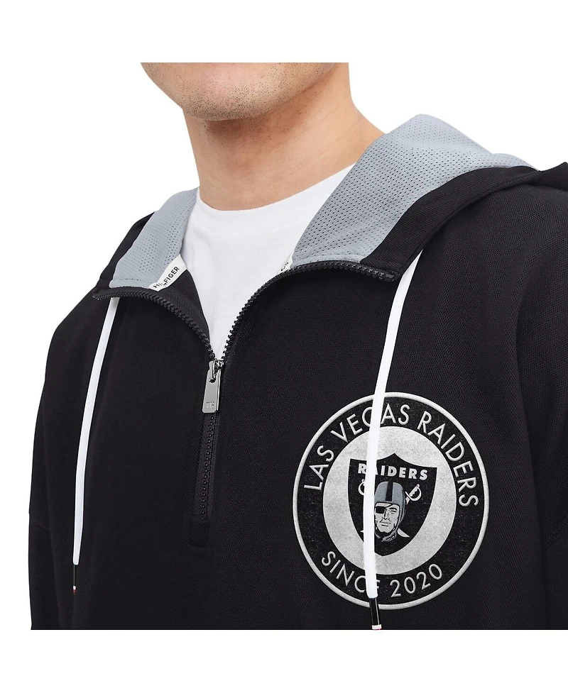 Men's Tommy Hilfiger Black Las Vegas Raiders Aaron Quarter-Zip Hoodie
