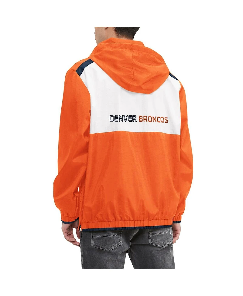 Men's Tommy Hilfiger Orange, White Denver Broncos Carter Half-Zip Hooded Top