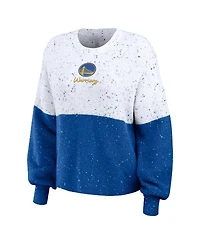 Women's Wear by Erin Andrews White, Royal Golden State Warriors Color-Block Pullover Sweater