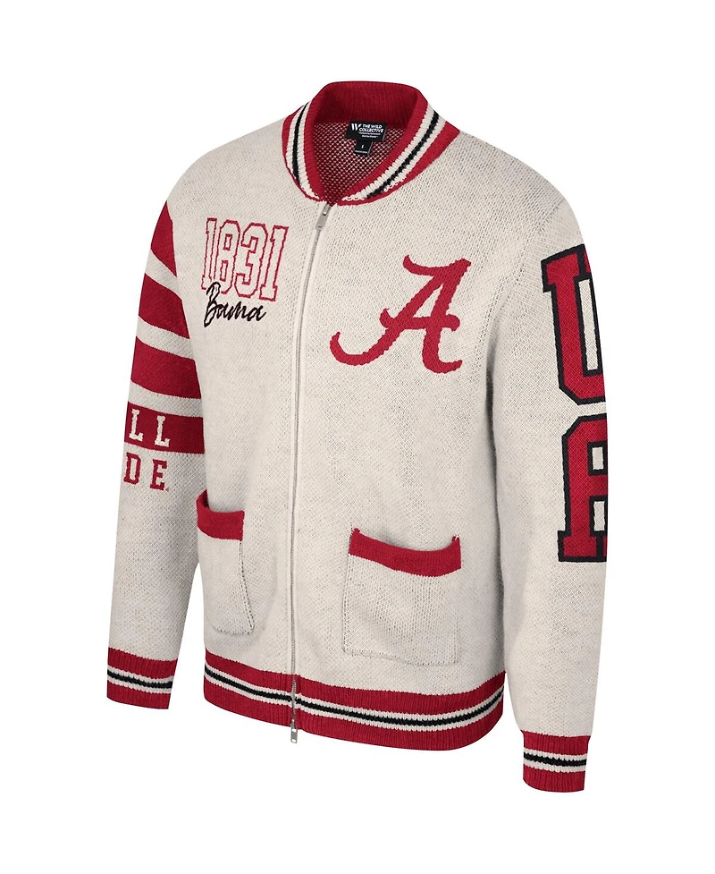 Men's and Women's The Wild Collective Cream Alabama Crimson Tide Jacquard Full-Zip Sweater