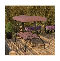 3-Seat Outdoor Steel Converting Patio Swing And Bed Canopy Hammock