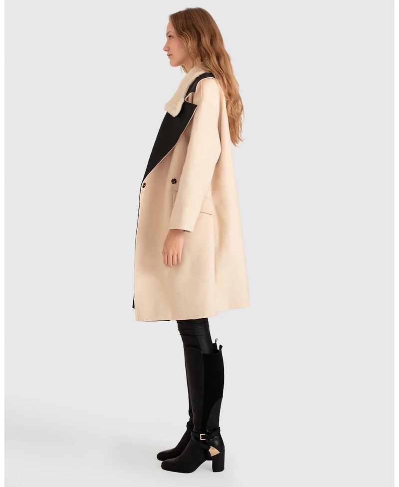 Belle & Bloom Watch Me Go Oversized Leather Trimmed Coat