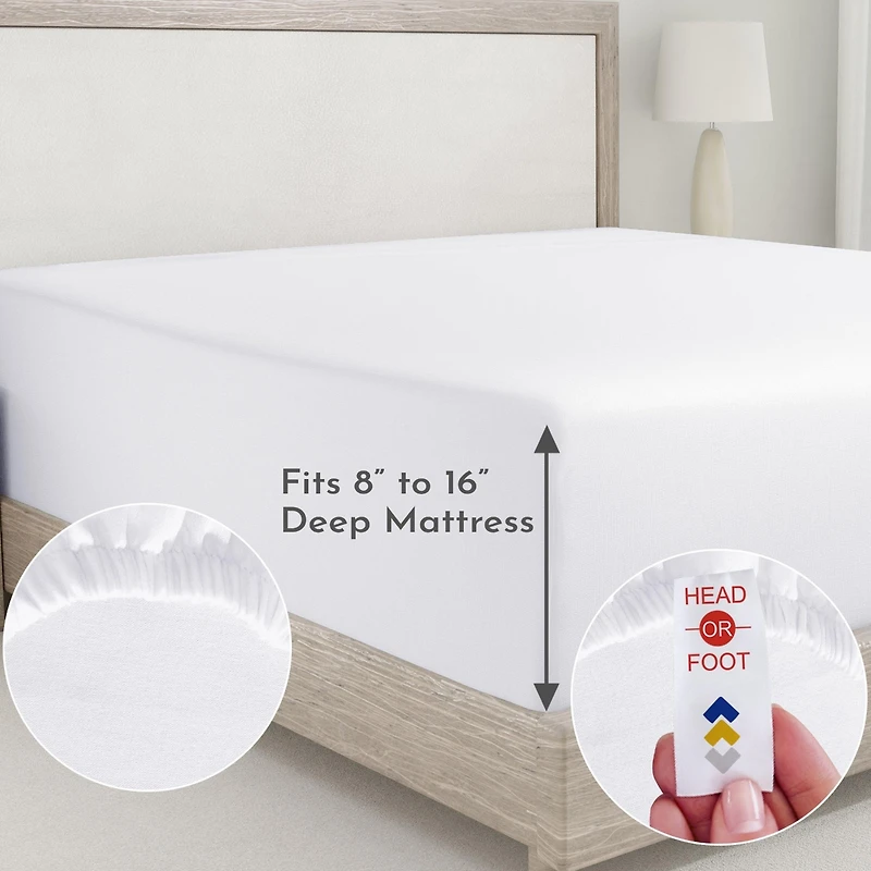 Soft 400 Thread Count 100% Cotton Deep Pocket California King Fitted Sheet Only by Design Den