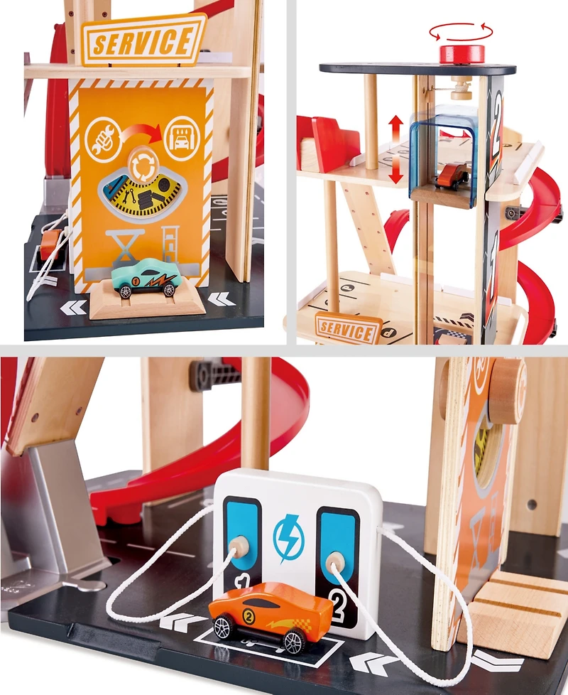 Hape Gearhead Stunt Garage Playset