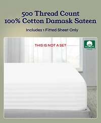 Striped 500 Thread Count Fitted Sheet Only, 100% Cotton Sateen, Fully Elasticized with Deep Pockets by California Design Den