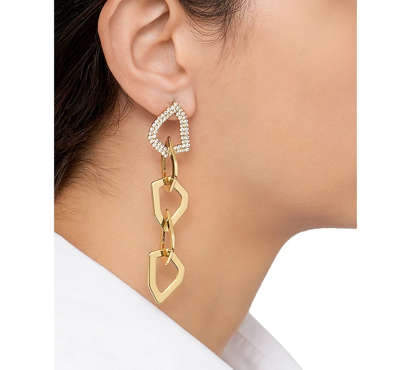 Adornia 14k Gold-Plated Organic Link Drop Earrings