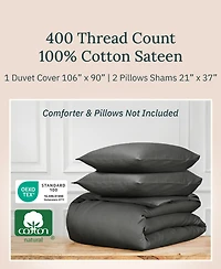 Luxury 3-Piece Duvet Cover Set - 400 Thread Count 100% Cotton Sateen
