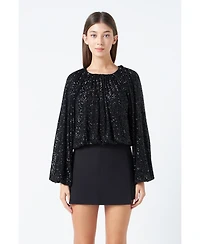endless rose Women's Sequins Blouson Top