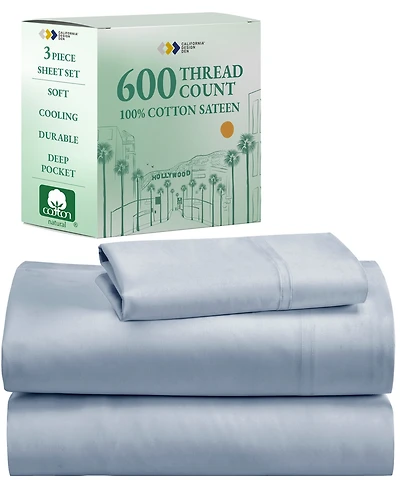 5-Star Luxury Sheet Set, 600 Thread Count Cotton Sateen, Soft & Crisp Bed Sheets