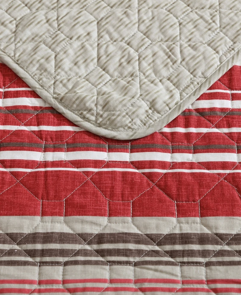 Closeout! Eddie Bauer Yakima Valley Stripe Reversible 3-Pc. Quilt Set, King