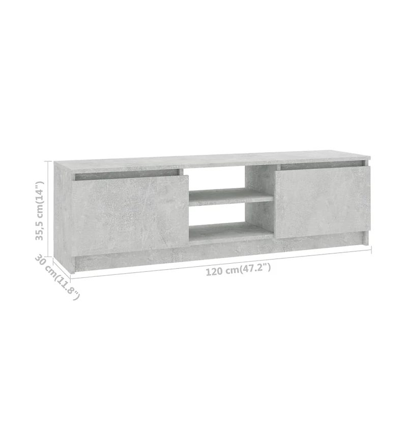 Tv Stand Concrete Gray 47.2"x11.8"x14" Engineered Wood