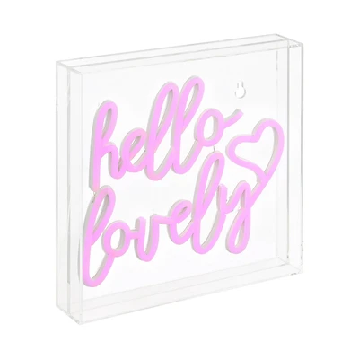 Jonathan Y Hello Lovely Square Contemporary Glam Acrylic Box Usb Operated Led Neon Light Lamp