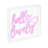 Jonathan Y Hello Lovely Square Contemporary Glam Acrylic Box Usb Operated Led Neon Light Lamp