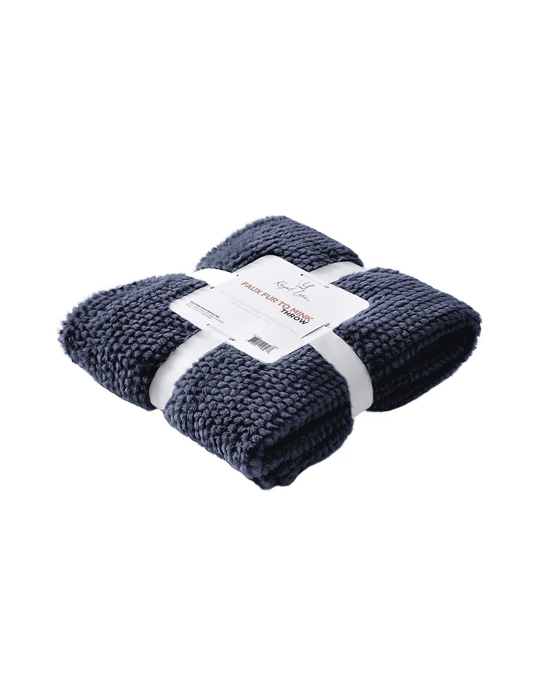 Royal Luxe Cozy Faux Fur to Mink Throw, 50" x 60''