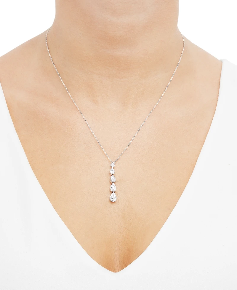 Forever Grown Diamonds Lab Grown Diamond Graduated Pear Cluster Pendant Necklace (1/2 ct. t.w.) in Sterling Silver, 16" + 2" extender
