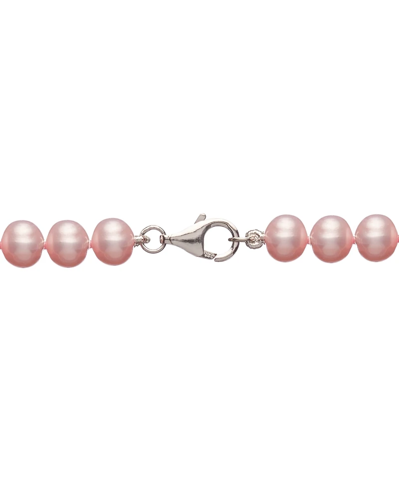 Cultured Freshwater Pearl Necklace (7-7 1/2mm) and Drop Earrings (7x9mm) Set Sterling Silver