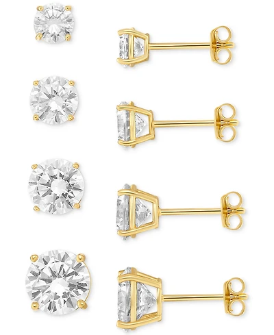 Giani Bernini 4-Pc. Set Cubic Zirconia Graduated Solitaire Stud Earrings in 18k Gold-Plated Sterling Silver, Created for Macy's