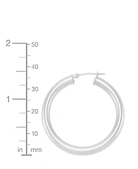 Polished Tube Hoop Earrings (40mm) 14k Yellow Gold or White