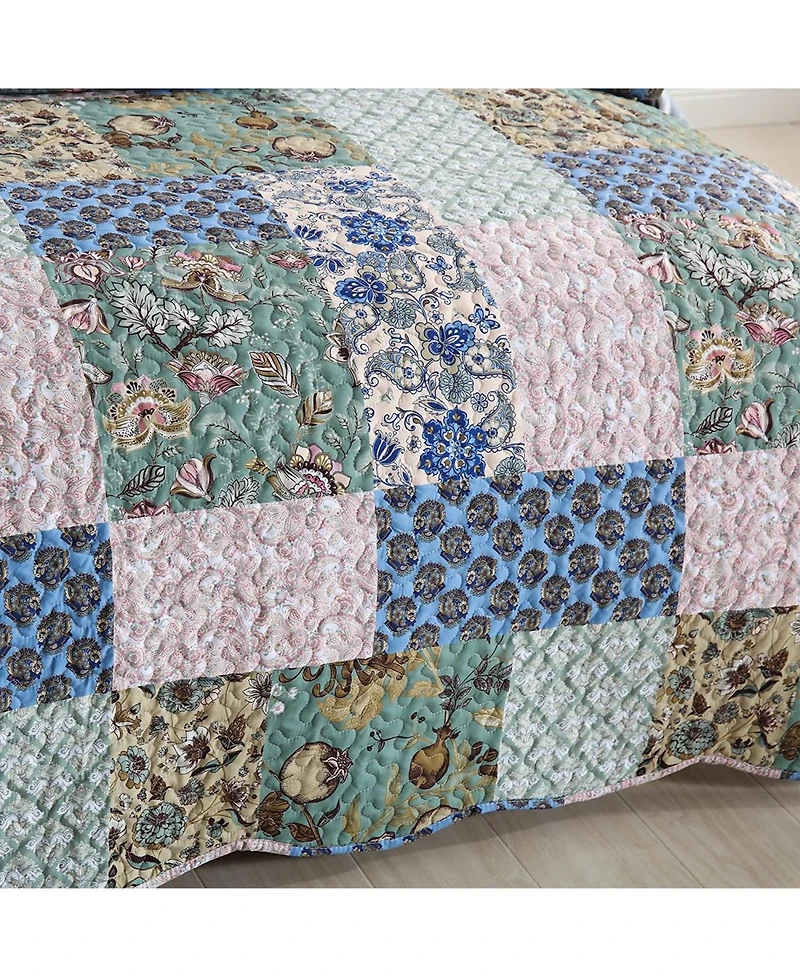 MarCielo 3 Piece Printed Quilt Bedspread Set Bedding Coverlet Set Queen Size B026