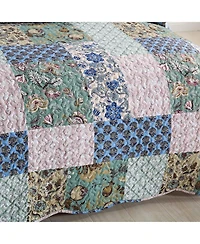 MarCielo 3 Piece Printed Quilt Bedspread Set Bedding Coverlet Set Queen Size B026