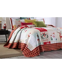 MarCielo 3 Piece Christmas Quilt Bedspread Set B023