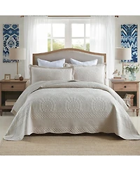 MarCielo 3 Pcs 100% Cotton Oversized Bedspread Quilt Set Embroidery Tf -King