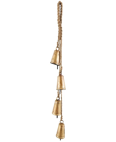 Rosemary Lane Metal Tibetan Inspired Decorative Cow Bell with Jute Hanging Rope