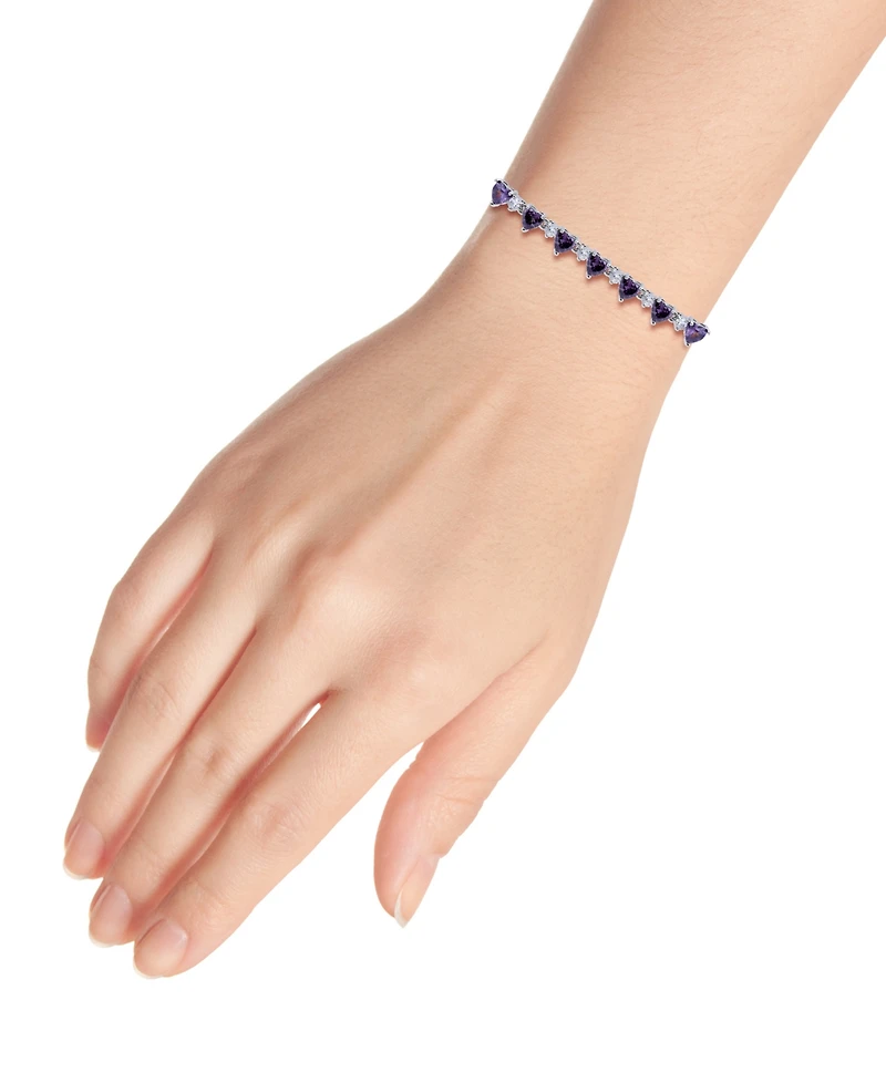 Macy's Cubic Zirconia Purple Clear Heart Alternate Bracelet