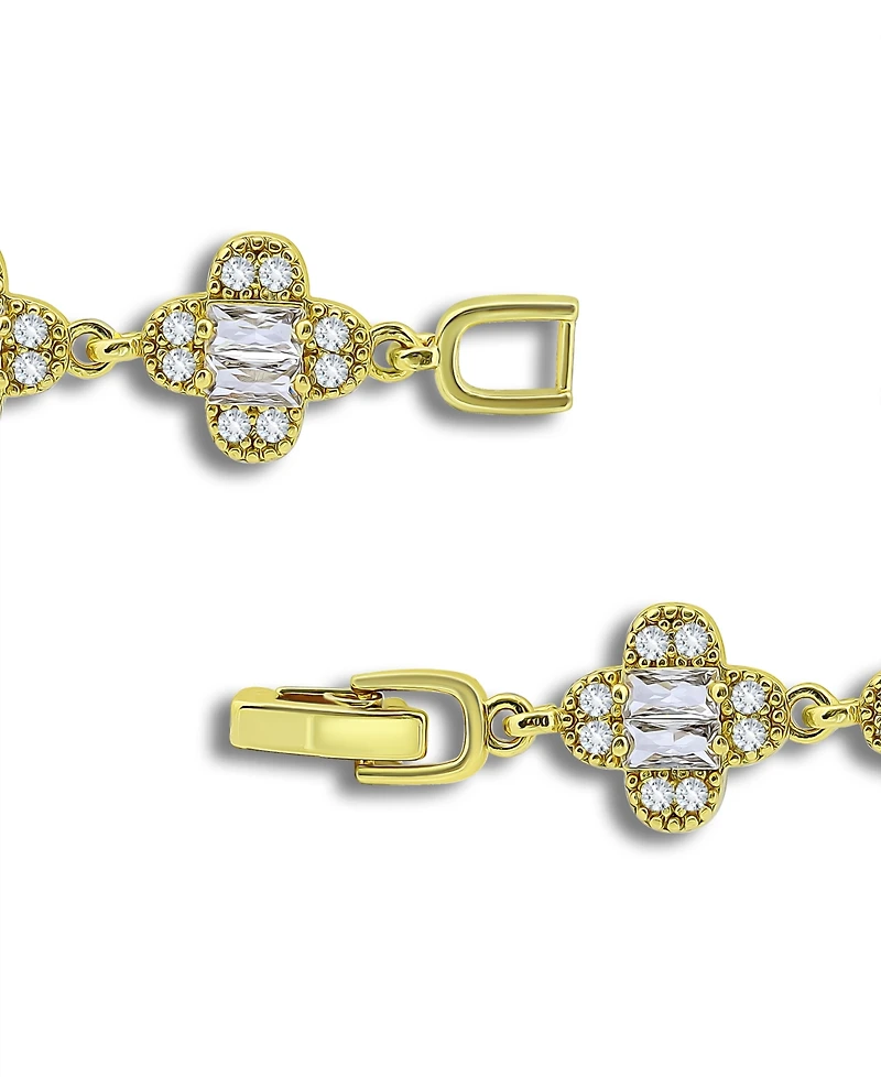 Macy's Cubic Zirconia Baguette Stones Design Pattern Link Bracelet