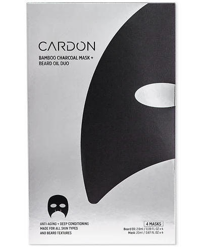 Cardon Bamboo Charcoal Mask + Beard Oil, 4-Pk.