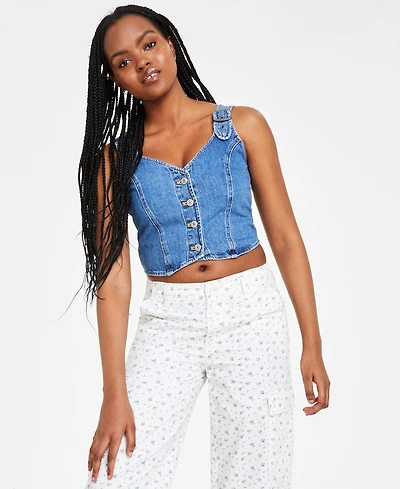 Levi's Women's Charlie Fitted Denim V-Neck Cropped Top
