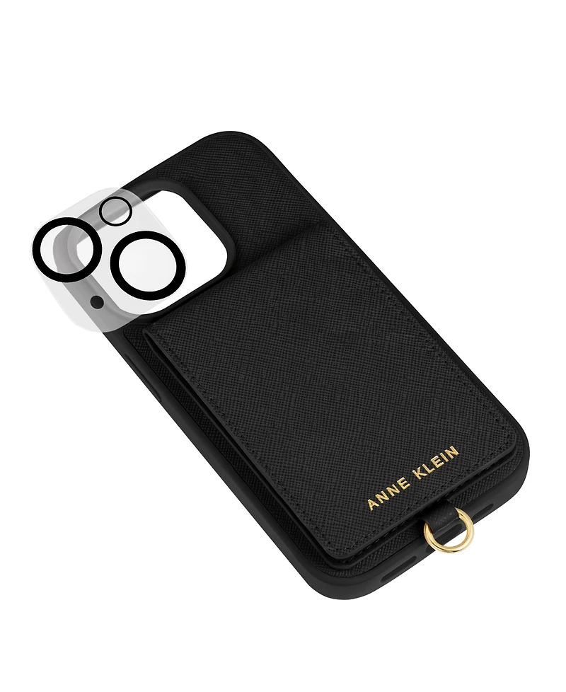 Anne Klein Women's Black Saffiano Leather iPhone 13 and 14 Case