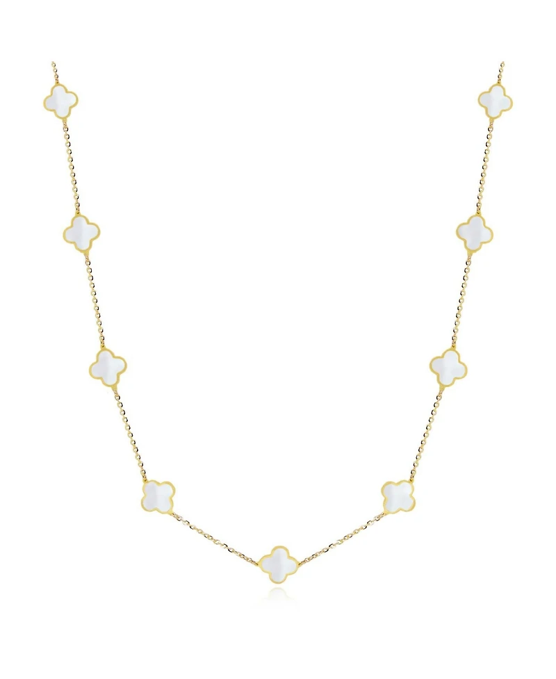 The Lovery Mini Mother of Pearl Clover Necklace 14K Yellow Gold