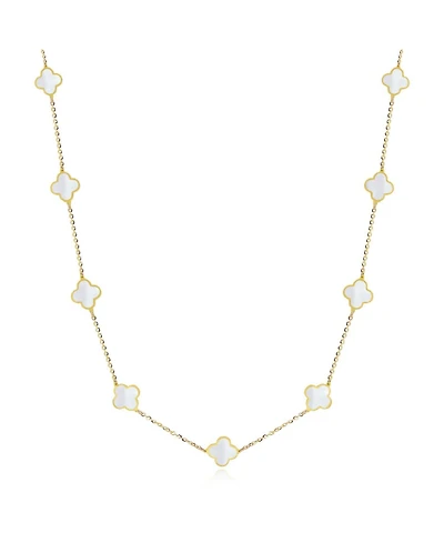 The Lovery Mini Mother of Pearl Clover Necklace 14K Yellow Gold