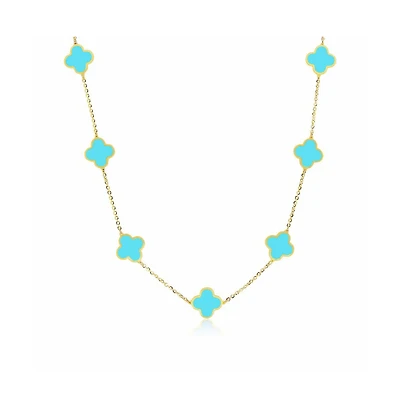 The Lovery Small Turquoise Clover Necklace 14K Gold