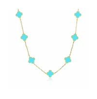 The Lovery Small Turquoise Clover Necklace 14K Gold