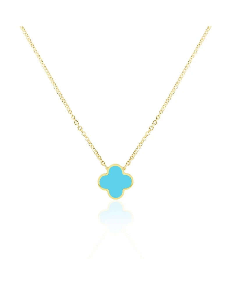 The Lovery Small Turquoise Single Clover Necklace 14K Gold