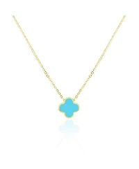 The Lovery Small Turquoise Single Clover Necklace 14K Gold