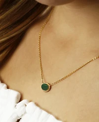 Malachite Oval Rope-Framed Pendant Necklace 14k Gold, 18" + 1" extender (Also Lapis Lazuli)