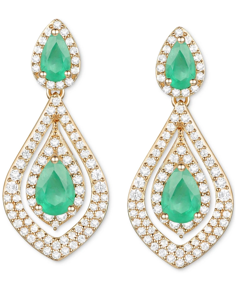 Ruby (1-1/2 ct. t.w.) & Diamond (3/4 Drop Earrings 14k Gold (Also available Emerald)