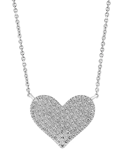 Effy Diamond Pave Heart 14" Pendant Necklace (1/3 ct. t.w.) in Sterling Silver