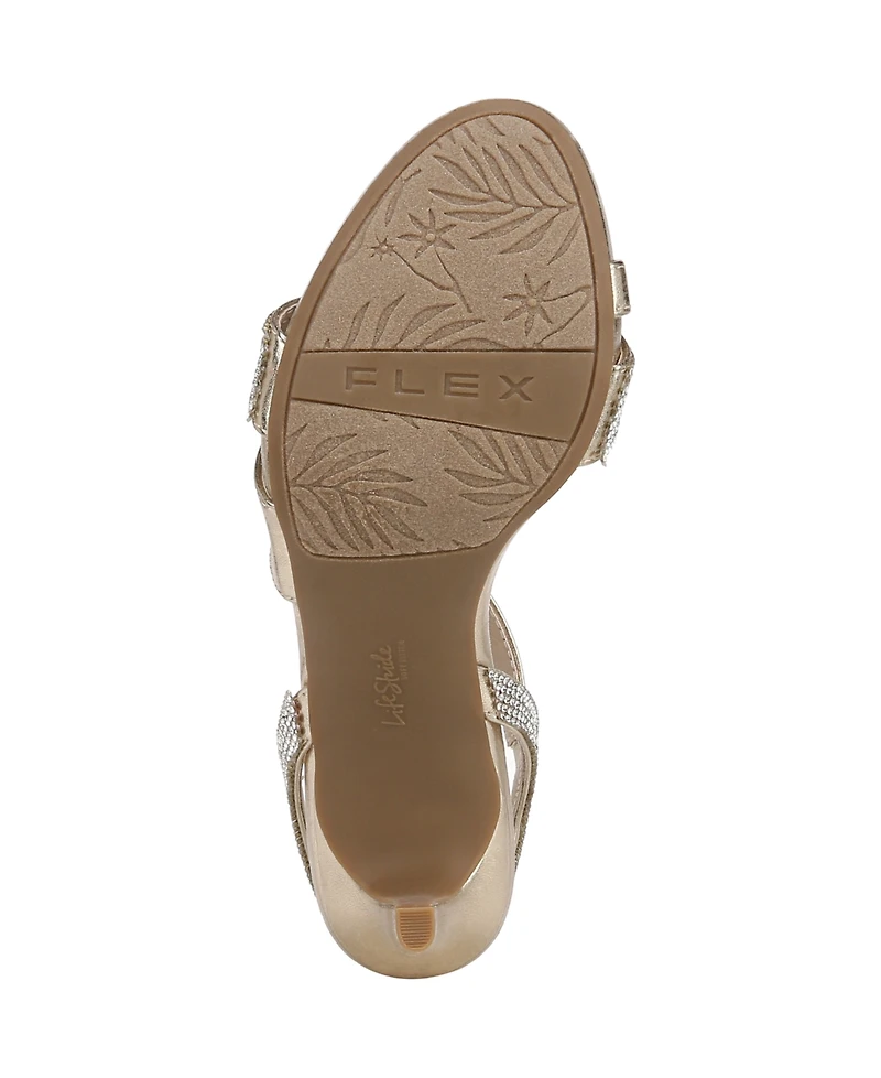 LifeStride Women's Mia Glitz Asymmetrical Strappy Dress Sandals