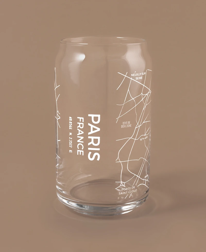 Narbo The Can Paris Map 16 oz Everyday Glassware, Set of 2