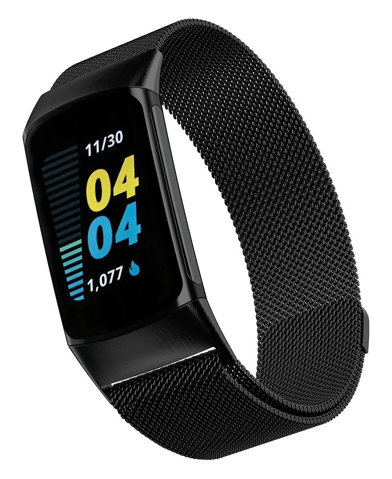 WITHit Black Stainless Steel Mesh Band Compatible with Fitbit Charge 5 and 6