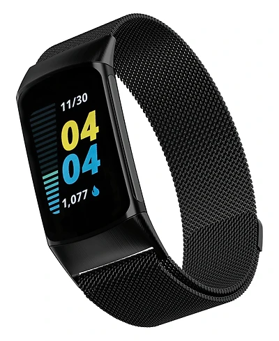 WITHit Black Stainless Steel Mesh Band Compatible with Fitbit Charge 5 and 6