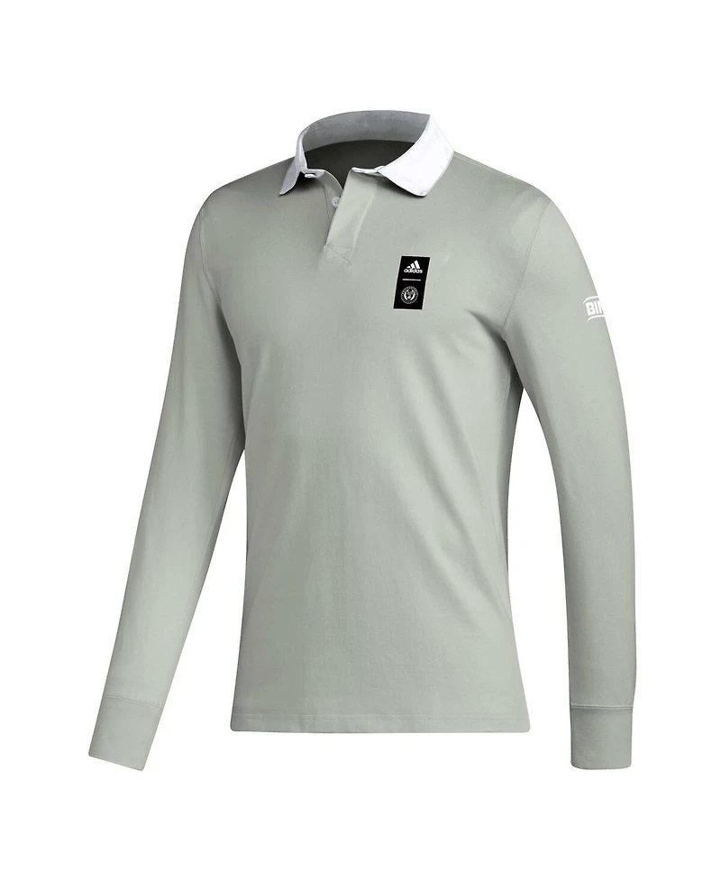 Men's adidas 2023 Player Gray Philadelphia Union Travel Long Sleeve Polo Shirt